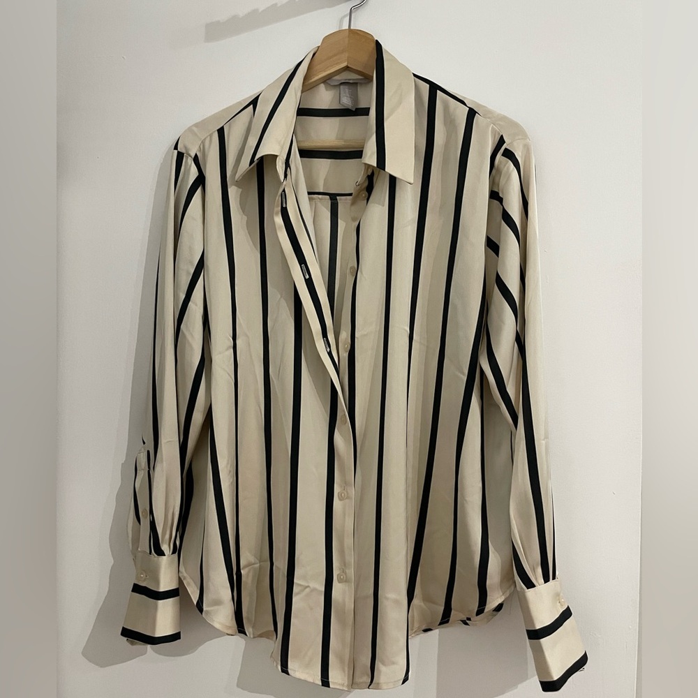 H&M silky striped button down shirt